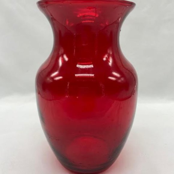 Vintage 8" Rose Vase Ruby Red - Picture 2 of 4